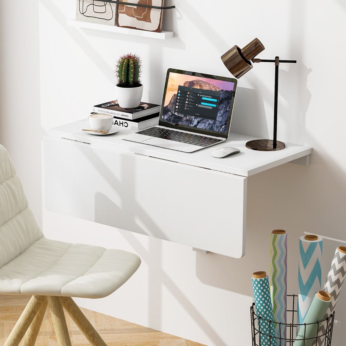 Table pliante murale Coast - blanc - 80 x 60 x 45 cm