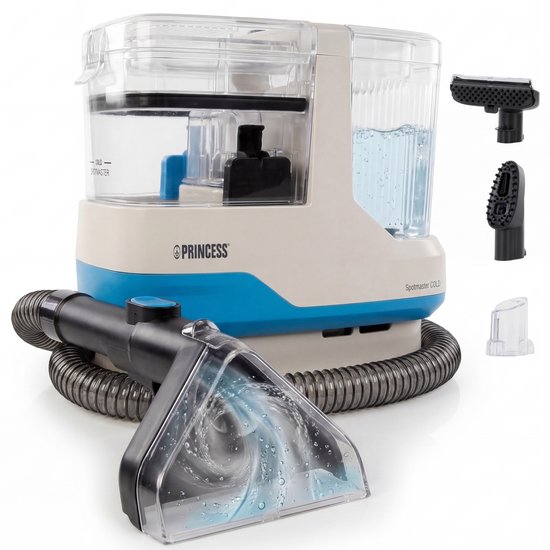 Nettoyeur de tapis Princess - Nettoyeur de taches portable - Nettoyeur de meubles - 3 embouts inclus - 1 100 ml - Puissant nettoyant anti-poussière et anti-taches - Convient pour les canapés, les meubles, les tapis et les voitures - Autonettoyant - Spot M