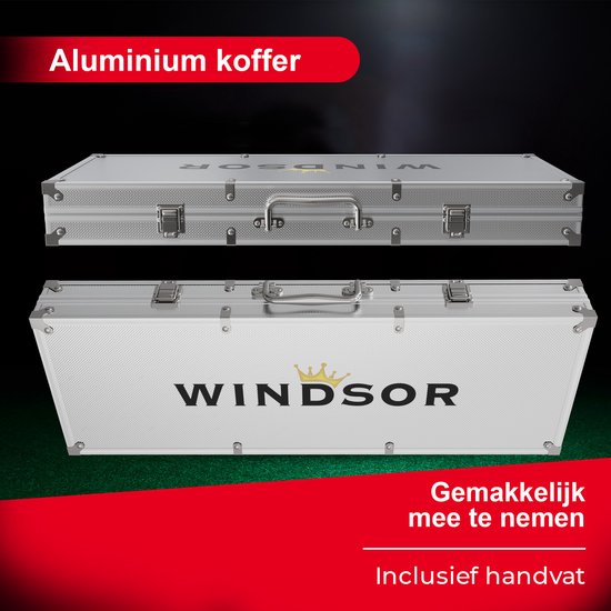 Set de poker Windsor - 300 jetons - Tissu de poker - Blinds - Cartes - Jetons de poker - Jetons de poker