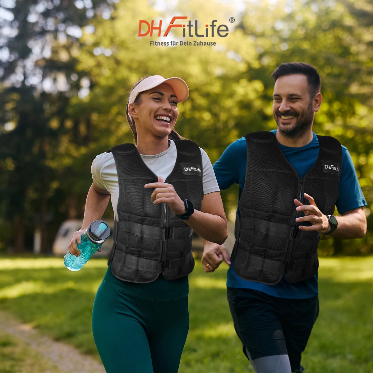 Gilet lesté réglable DH FitLife - 1 à 20 kg - 38 blocs de poids amovibles - 48 x 62 cm - Noir