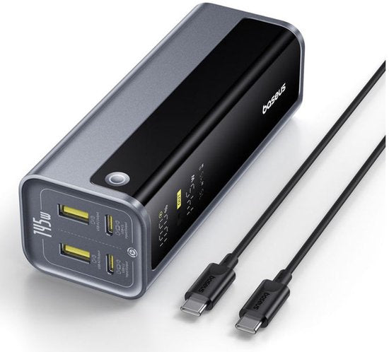 Batterie externe Baseus EnerGeek - 145 W, 20 800 mAh, pour ordinateur portable - - Chargeur portable - Batterie externe avec 2 ports USB-C PD 3.0 (100 W max.) pour une recharge rapide, écran numérique, compatible avec MacBook Pro, Dell, HP, SteamDeck, iPh