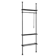 SoBuy Porte-vêtements - 1 barre 3 étagères et 1 fourche Porte-vêtements - 52-80 x 233-300 cm - Noir