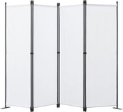 Angel Living Paravent de chambre - 4 pièces - 224x165 cm - Pliable - Acier et polyester - Autoportant - Séparation de pièces et intimité - Blanc