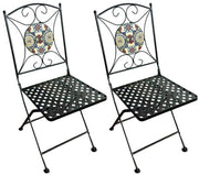 Chaises de bistrot AXI Camilla – Pliantes – Yellow Breeze – Chaises de jardin pliantes en métal – Dossier haut – Lot de 2 pièces – Effet mosaïque – Incrustées de carreaux de céramique – Capacité de charge de 150 kg – Jardin, terrasse ou balcon