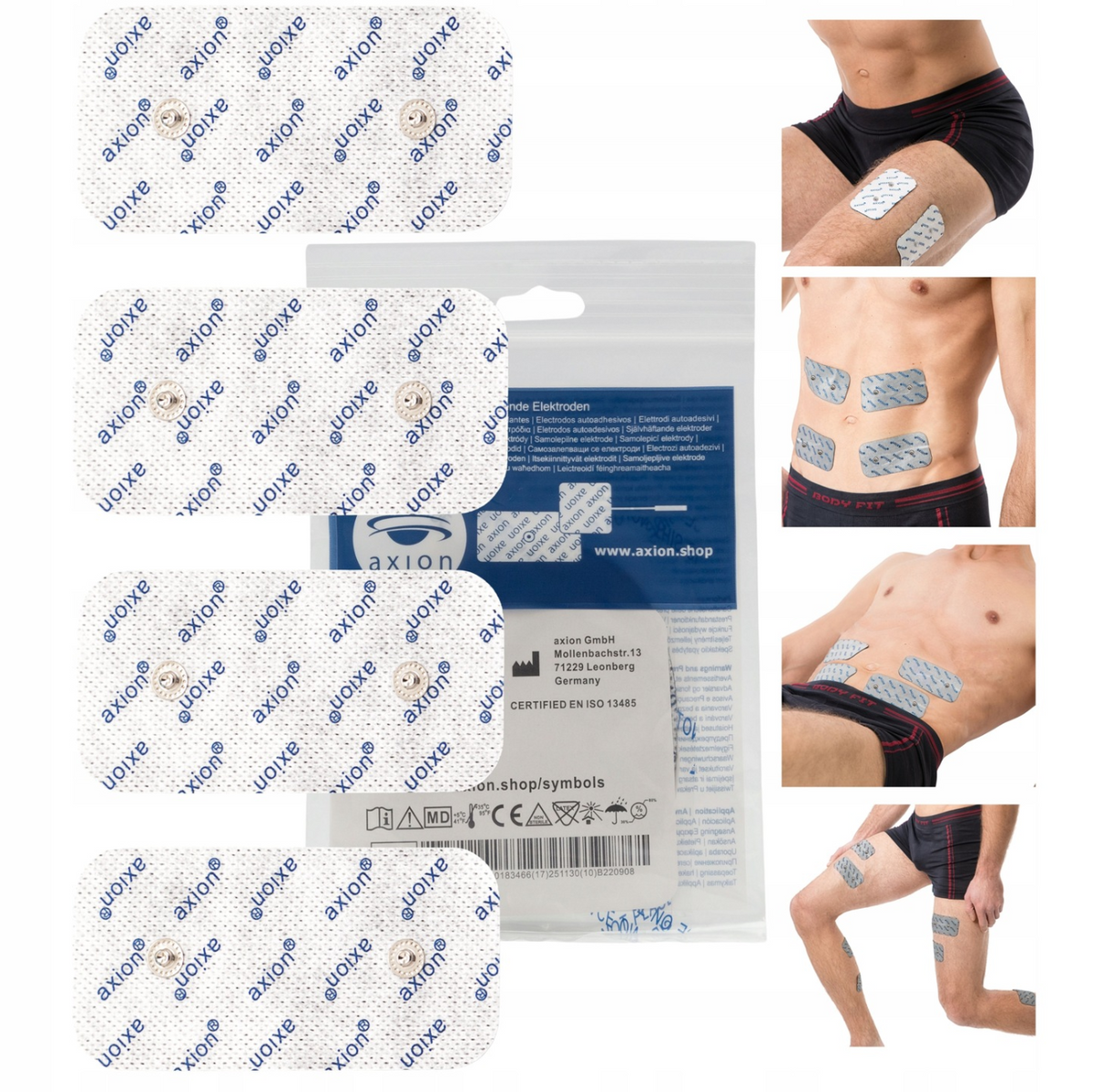Électrodes pour Compex - axion - Double Snap | 10×5 cm | Blanc/Gris