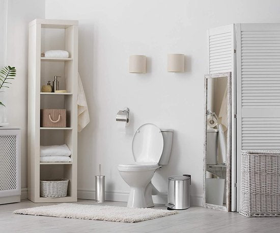 Seau de salle de bains 3 l acier inoxydable mécanisme de fermeture douce poubelle poubelle argent chrome métal