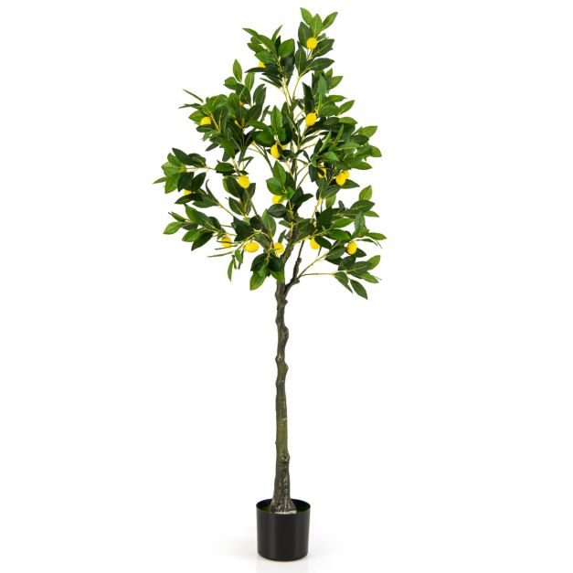 Citronnier artificiel Coast - 160 cm - Arbre fruitier réaliste - Pot en ciment