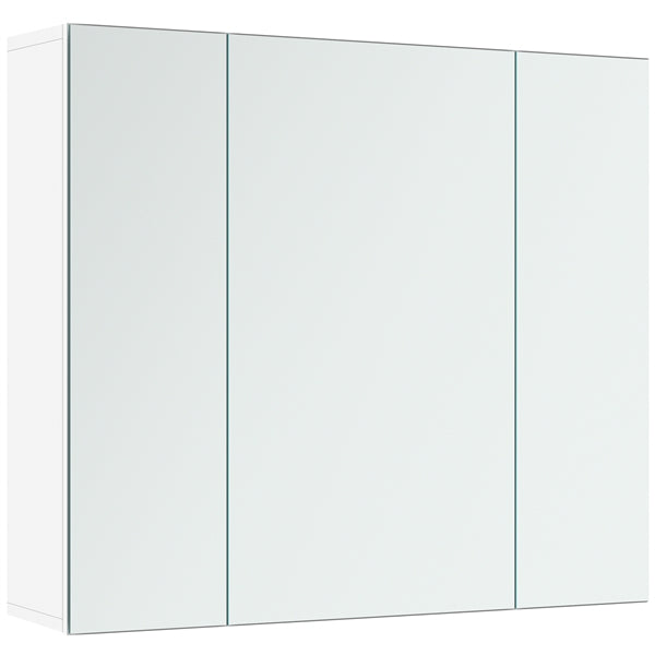Armoire à miroir sans cadre - 3 portes miroir - 2 étagères réglables - 70,5 x 15 x 60,5 cm - Blanc