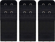 Rallonge pour soutien-gorge, 2 agrafes, lot de 3, élastique, noir, 3,3 × 8 cm
