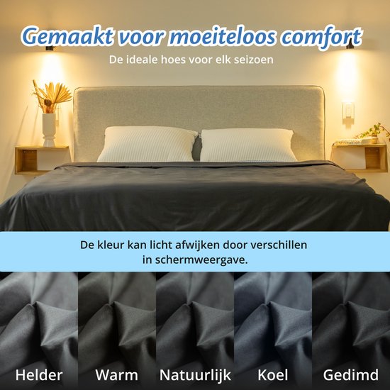 Housse pour la couverture d'aggravation d'Ella 200 x 200 CM - 11 KG & 13 KG - Housse en 100% coton biologique - Anthracite