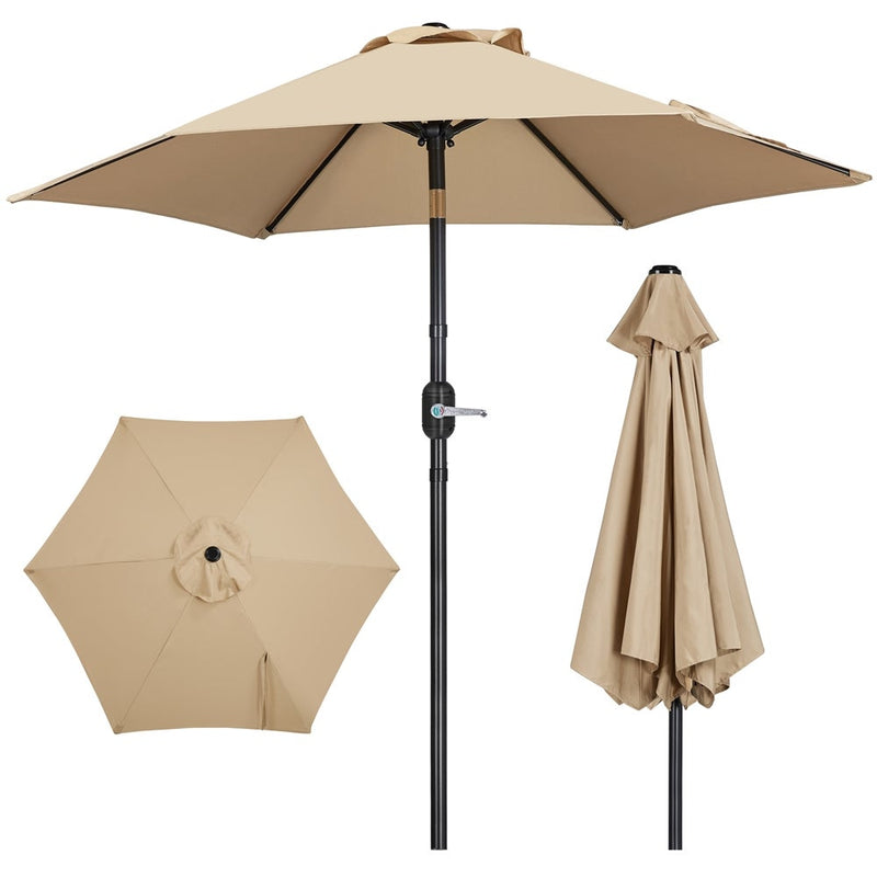 Parasol inclinable Yaheetech avec manivelle - Ø 226 cm - marron clair