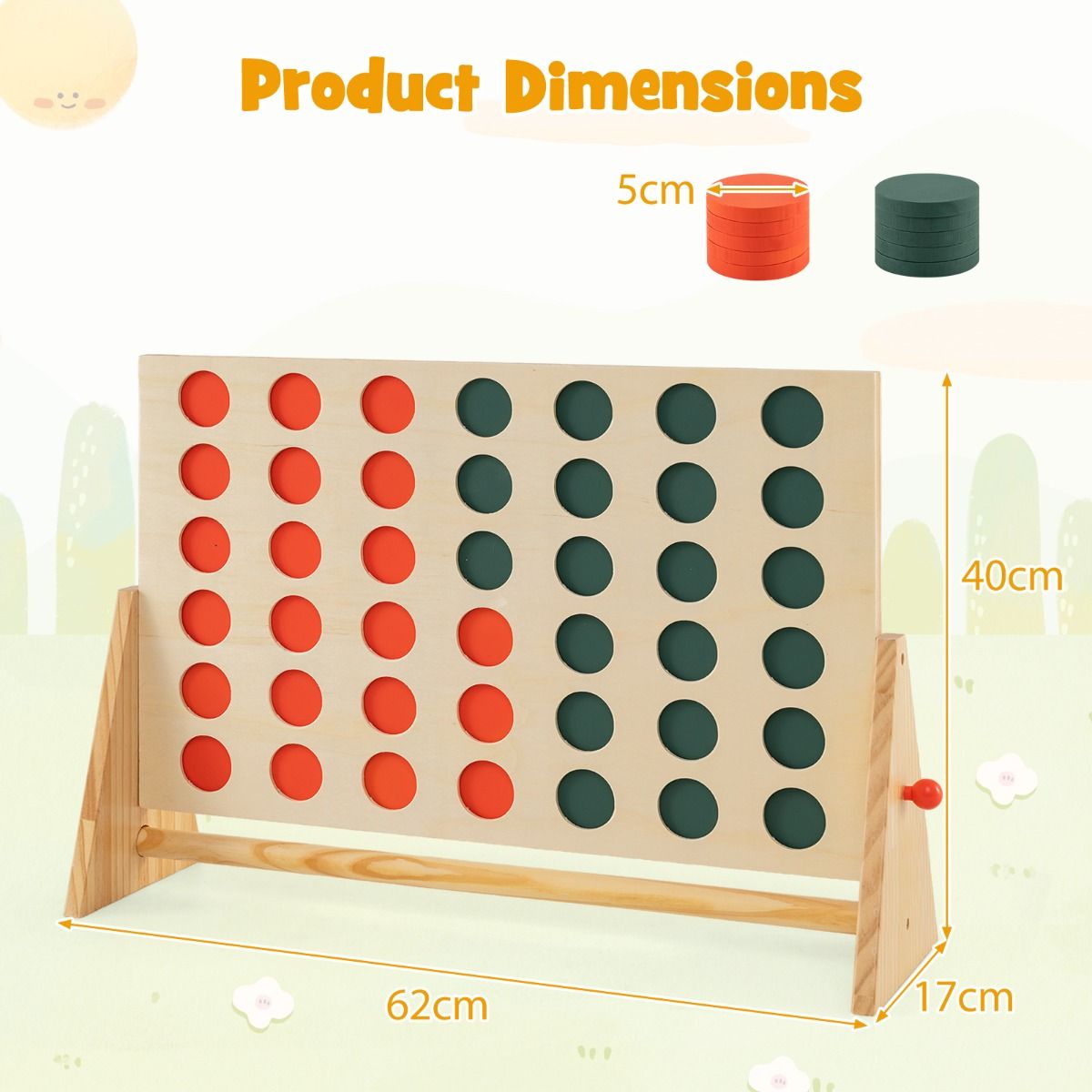 Jeu « Coast » de 4 à la suite - jeu de société de connexion - 42 pièces - cadre en bois de pin - couleur naturelle