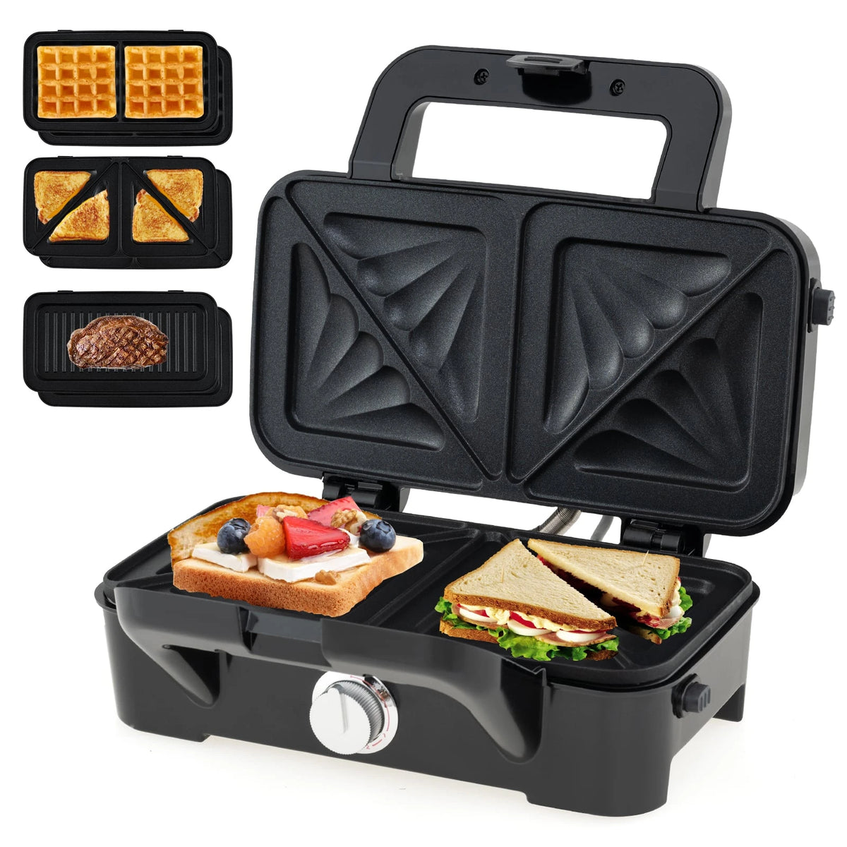 Grille-pain 3-en-1 Coast - Sandwich Maker, gaufrier et grill - 1200W avec plaques interchangeables