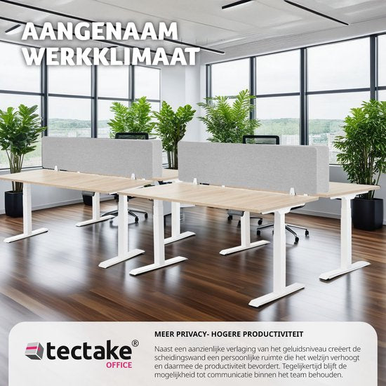 tectake® Séparateur d'écran de bureau Noisy - Avec noyau en PET insonorisant - Livré avec 2 clips de fixation - Dimensions (Lxl) 160 x 40 cm - Gris