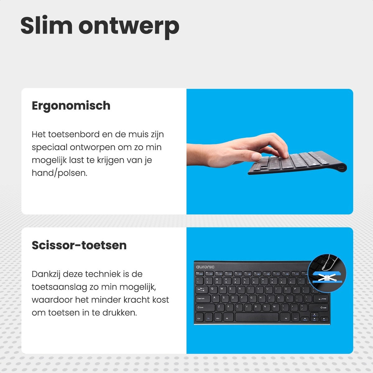 Clavier et souris sans fil Auronic - QWERTY - Noir