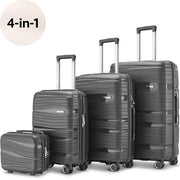 SKYCASES Travelin' Charm 4-Piece Trolley Set - Hand Luggage & Check-in Suitcases - 32L/60L/98L - Number Lock - 360° Noiseless Wheels - Lightweight & Sturdy - Modern Design - Anthracite V2