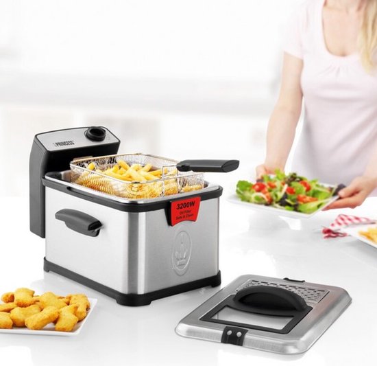 Friteuse Princess Superior - 3 litres - Zone froide et filtres - Puissance élevée de 3 200 watts - 183001