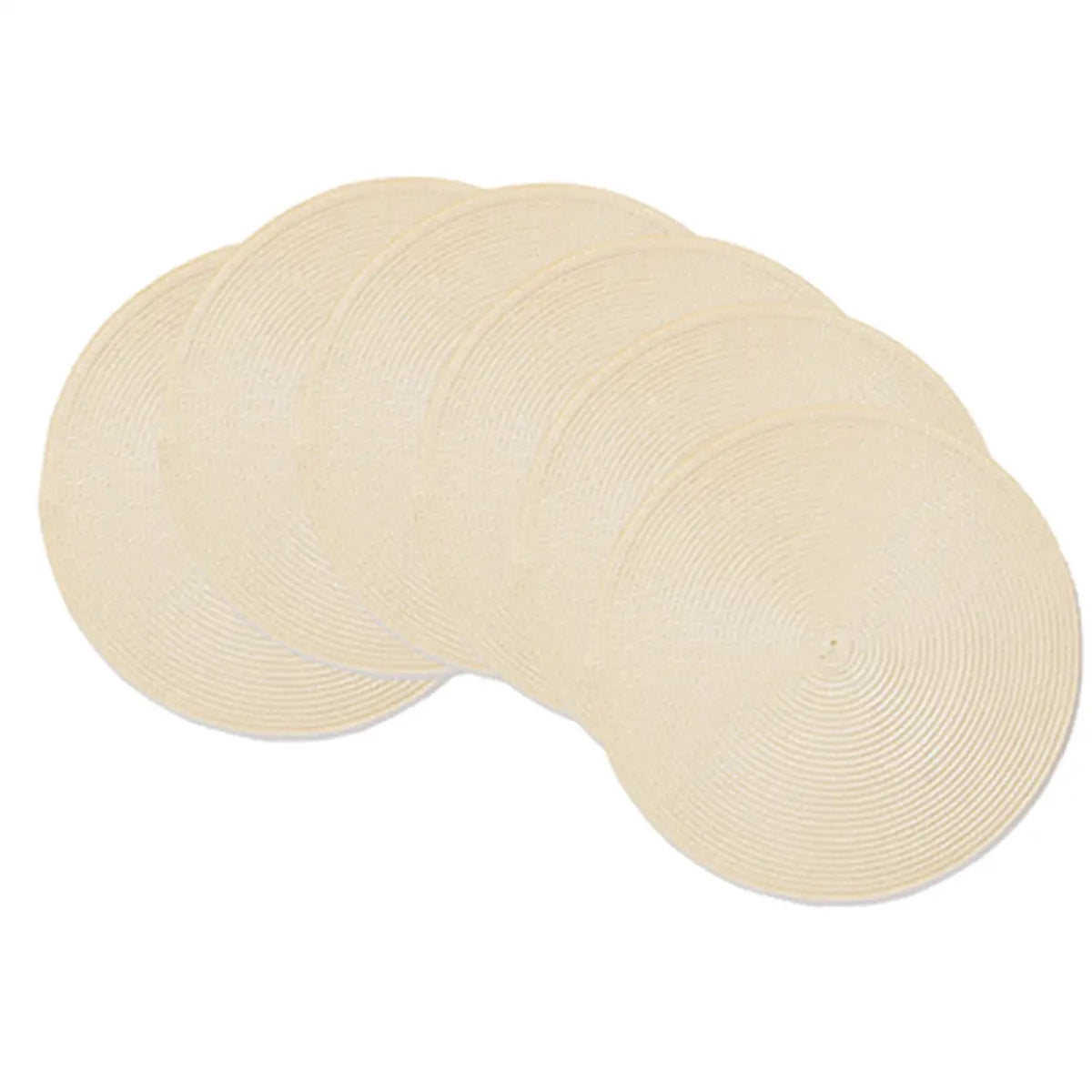 Sets de table ronds tressés - Lot de 6 - Lavables - Ø 38,1 cm - Beige