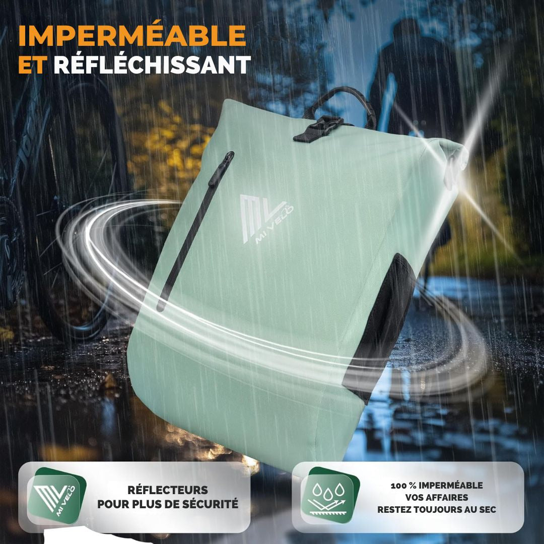 Sacoche étanche 3 en 1 - MIVELO  - avec compartiment pour ordinateur portable - sans PVC - 20L - vert menthe