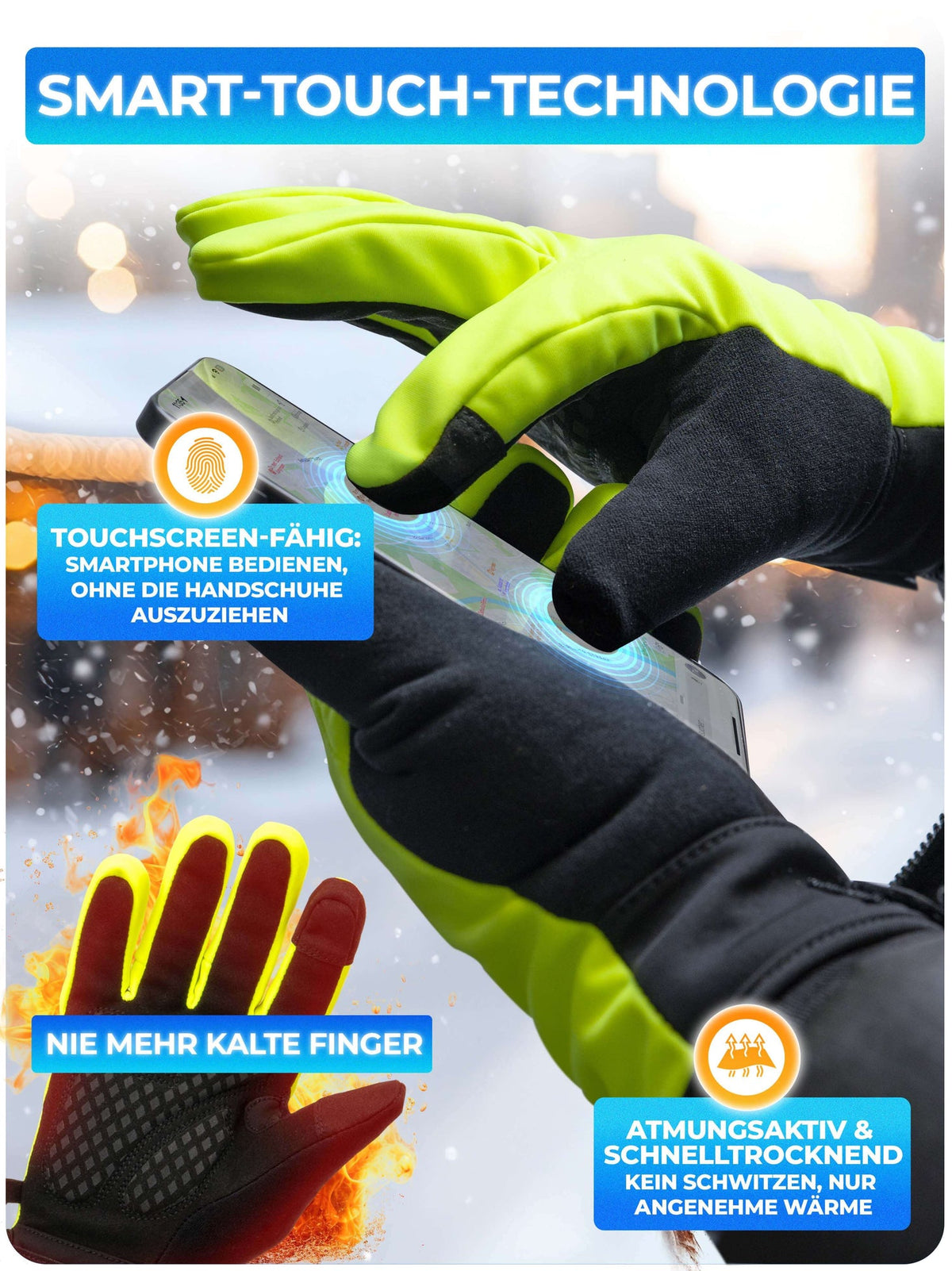 Gants d'hiver Mivelo - Jaune - Taille XL - Avec 3M™ Thinsulate™ & Thermo-Fleece