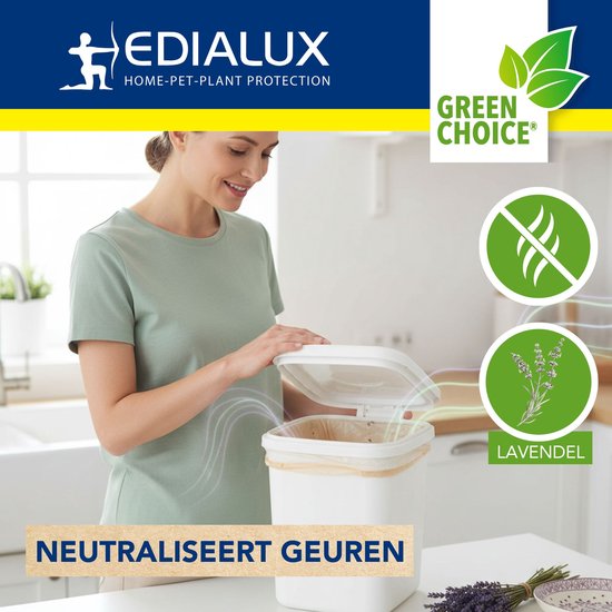 Edialux Bio-Containerfris : poudre à saupoudrer contre les odeurs et les asticots, pour bacs à déchets verts, conteneurs à déchets verts et bacs à compost ; absorbe l'humidité, aide à lutter contre la moisissure et la pourriture ; parfum de lavande ; 600