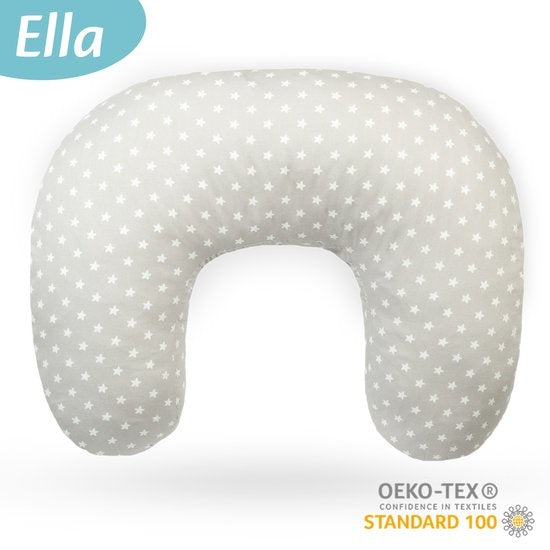 Ella Coussin d'allaitement - Coussin de maternité - Coussin en soie - Gris avec étoiles