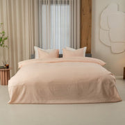 Housse de couette Kayori Elin en satin de coton - 140 x 200-220 + 1 taie d'oreiller - Lit simple - Nude