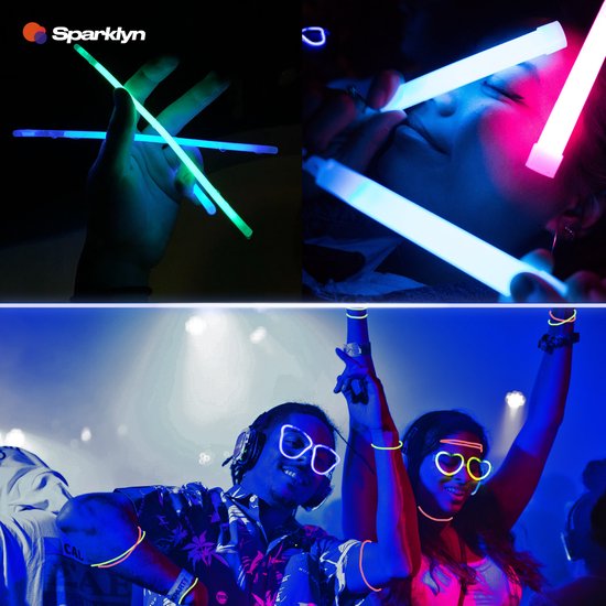 Sparklyn XXL Glow in the Dark Stick Set - 380pcs Glowsticks with accessories - Breaking sticks - Neon Party