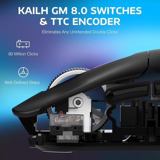 Souris gaming sans fil ATTACK SHARK - Filaire/2,4 GHz/BT 5.4 - Légère (49 g) - PAW3395 - 26 000 DPI - Noire