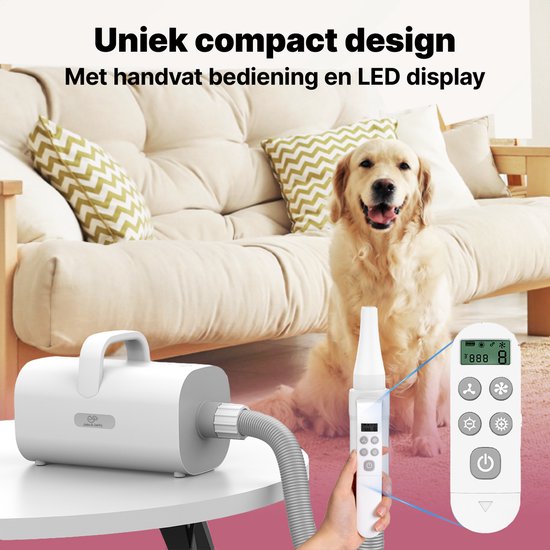Jake and Jacky Professional Dog Hair Dryer - Souffleur d'eau pour chien - avec 4 accessoires - Séchoir pour chien - Design silencieux