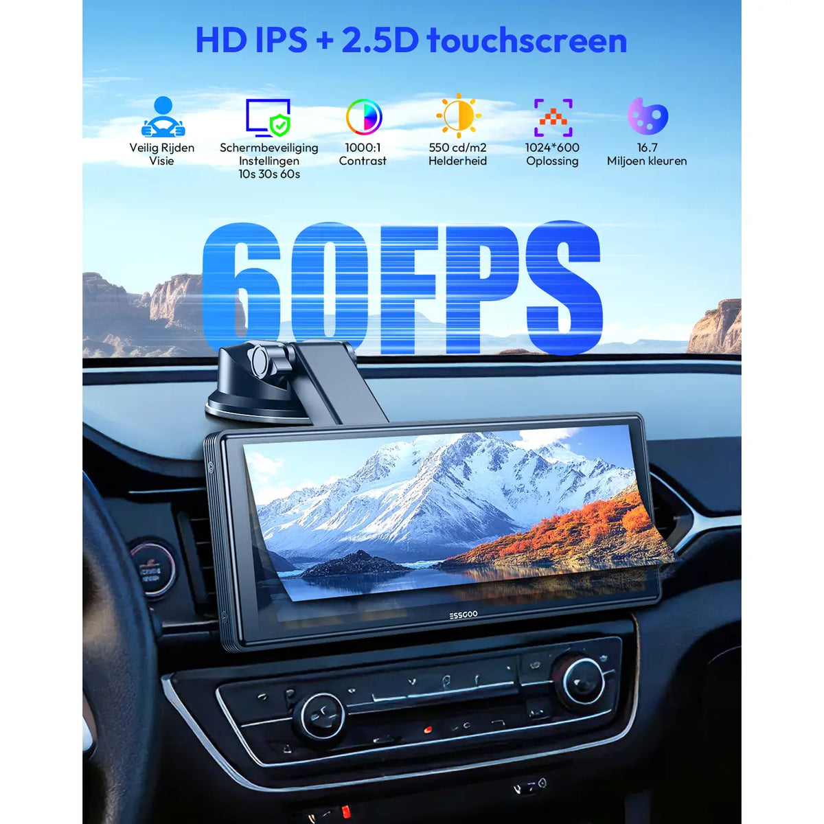 Écran CarPlay portable ESSGOO 10,26 pouces - sans fil