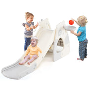 Toboggan pliable pour tout-petits Coast - Structure d'escalade 4-en-1 - Panier de basket - Gris