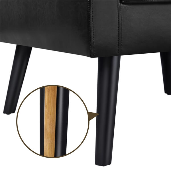 Fauteuil Yaheetech en simili cuir avec pieds en bois - Fauteuil de détente - 72 x 73 x 83 cm - Noir