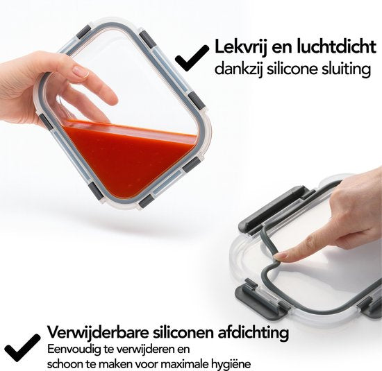 Aviro Coupes de conservation des aliments en verre - 10 pièces - Coupes de préparation des repas - Résistantes au congélateur, au micro-ondes et au four - Sans BPA - Étanches à l'air - 1L