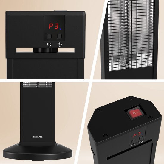 Chauffage infrarouge - Auronic - Debout - 20m2 - Electrique - 2000W - Télécommande - 3 niveaux - Noir