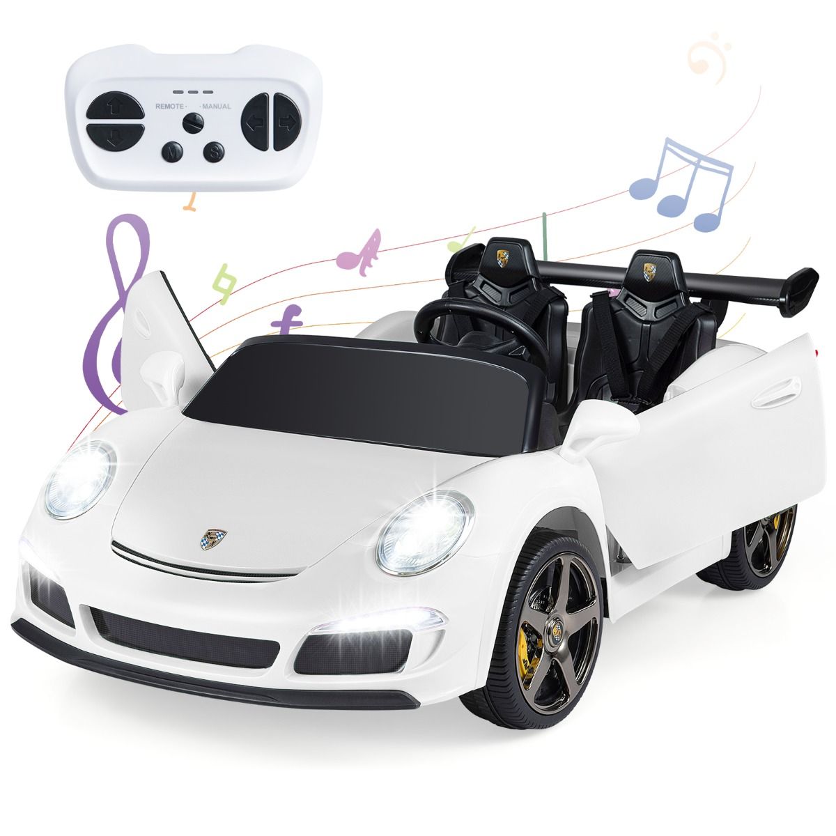 Voiture électrique pour enfants Coast - télécommande - éclairage LED - blanche