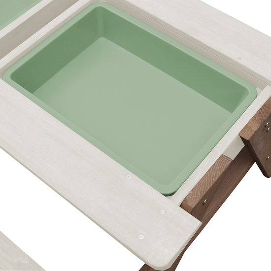 Table de pique-nique Sunny Dave « Zand & Water » en beige pour enfants - Table de pique-nique multifonctionnelle avec 2 bacs amovibles en plastique - Bois certifié FSC