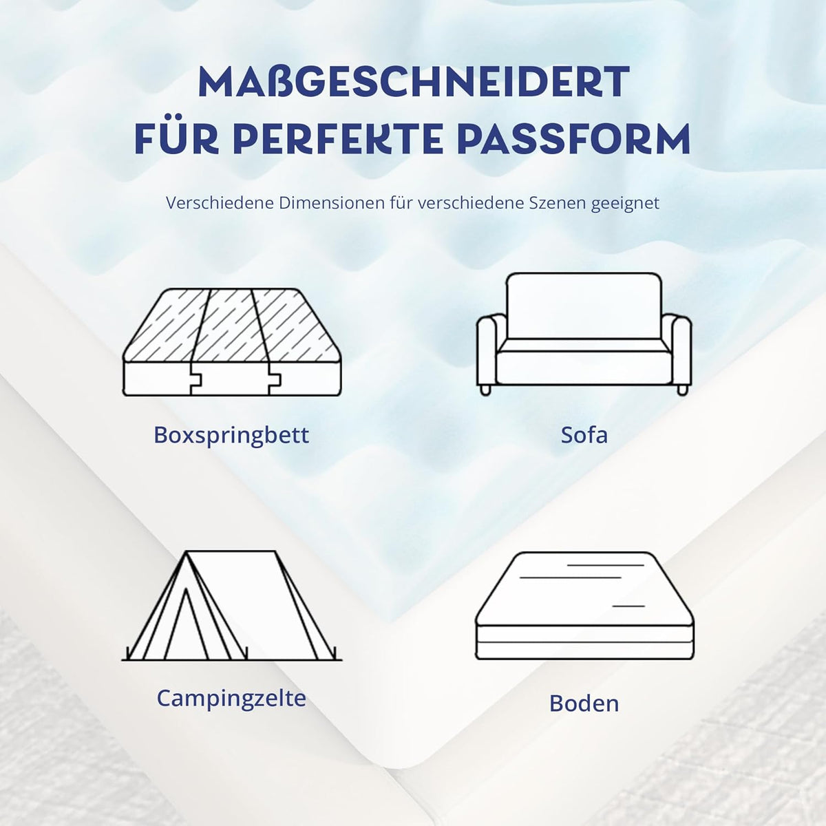 EGO HOME Surmatelas 180 x 200 cm - 5 cm d'épaisseur - Surmatelas en mousse à 7 zones - Certifié CertiPUR-EU