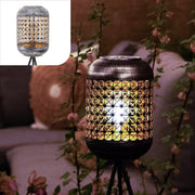 Gadgy Solar Tuinverlichting Staande Lamp Terras - Buitenlamp Zonne Energie Balkon & Tuin - Driepoot Tuinlamp Led Buiten - Tuinverlichting op Zonneenergie - Lantaarn voor Buiten Verlichting - Tuinlampen - Zilver / Zwart / Goud