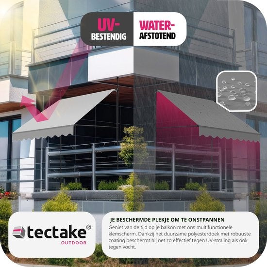 tectake - store à pinces - parasol - store - réglable - store à pinces - parasol balcon - 200 x 180 cm - gris clair - store - 404958