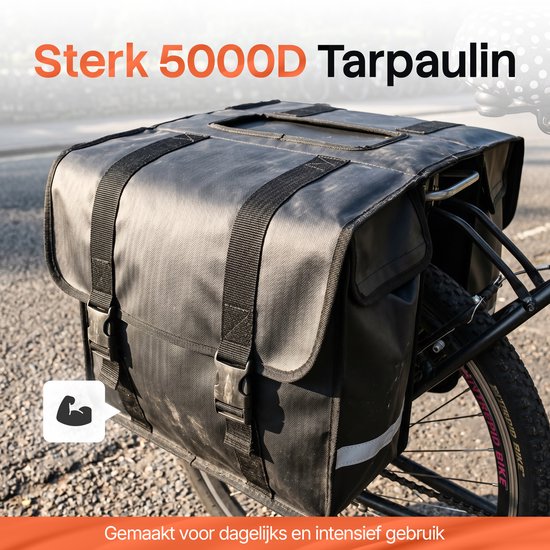 Sacoches de vélo doubles Brixy - Sacoches de vélo imperméables - 45 L - Avec bandes réfléchissantes - Vélo électrique - Noir