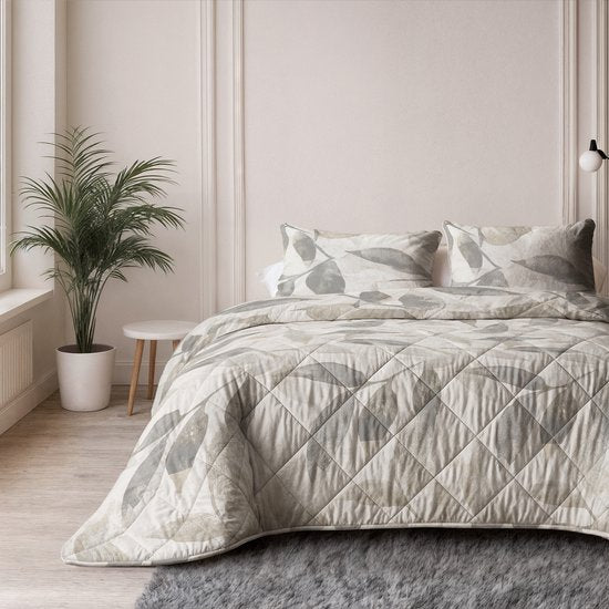 Sleeptime® 2 en 1 Couette sans housse Misty - Couette lavable - 200 x 220 - Beige/Gris