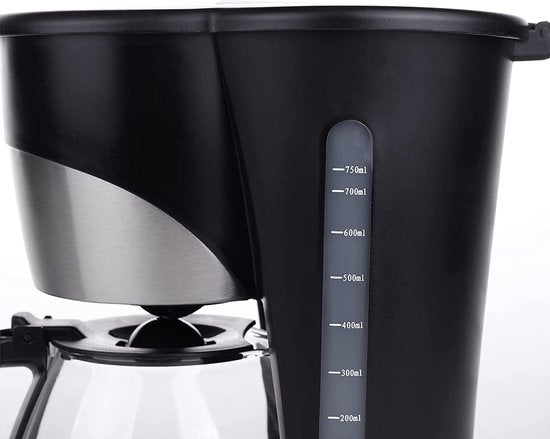 Cafetière Tristar CM-1235 - Cafetière à filtre 750 ml - Adaptée au camping - Fonctions numériques et minuterie - Pichet en verre, filtre à café amovible - 7 tasses - Noir