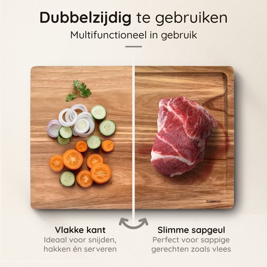 Deleca 3x Set de planches à découper Culina - Epaisseur 3 cm - Planches à découper (33x25 / 38x28 / 43x30 cm) - Avec support - Pour la cuisine, planche à servir, planche à fromage, planche à boire, planche à découper et planche à tapas - Bois d'acacia