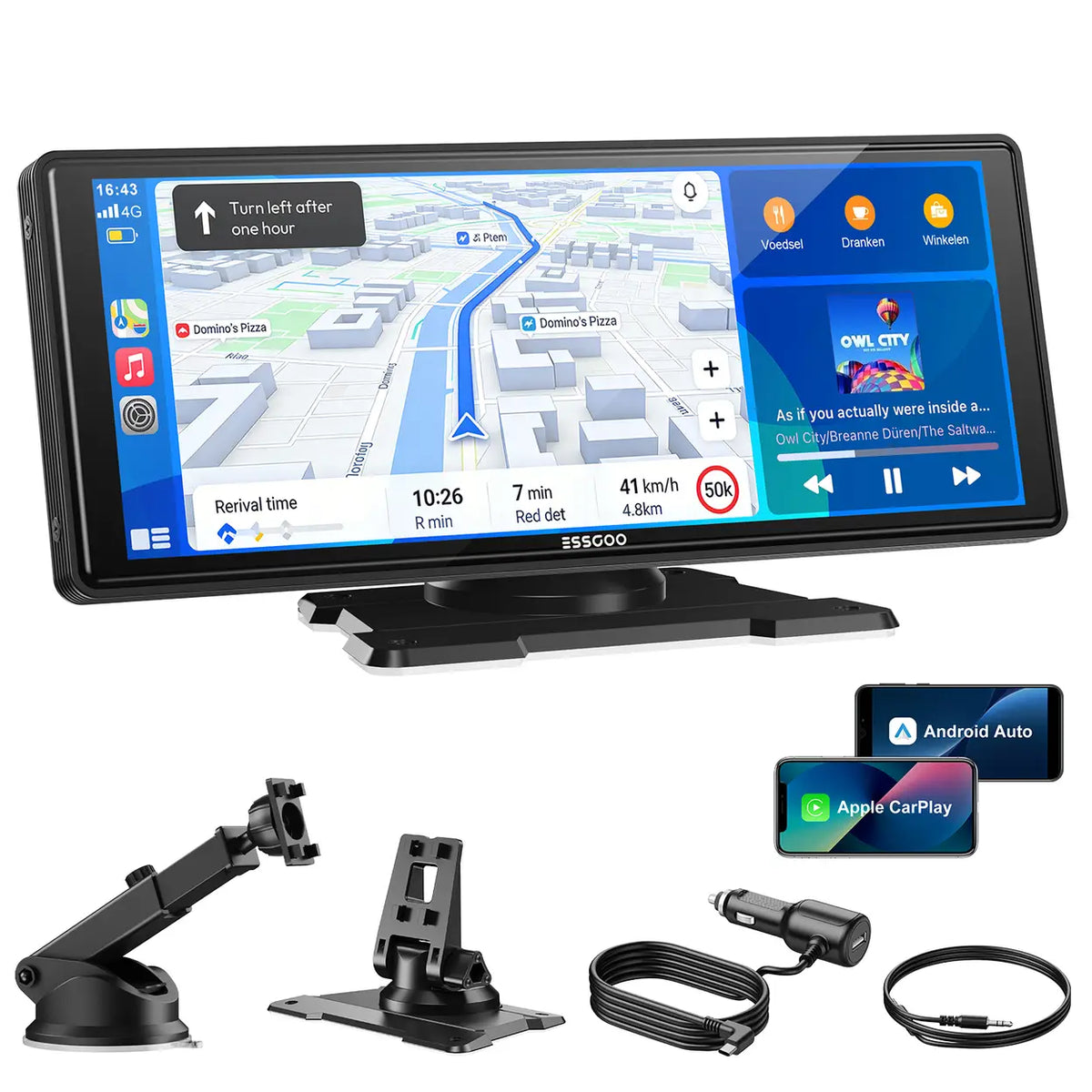 Écran CarPlay portable ESSGOO 10,26 pouces - sans fil