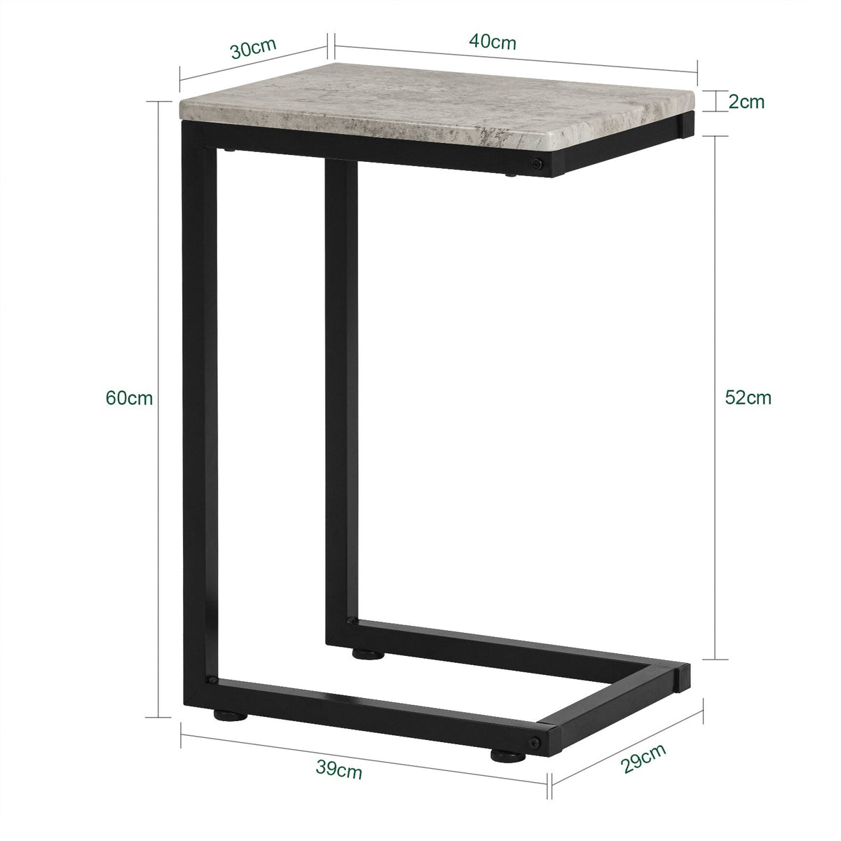 SoBuy FBT44-HG Table d'appoint - Support métal - 30x60x40 cm -Gris