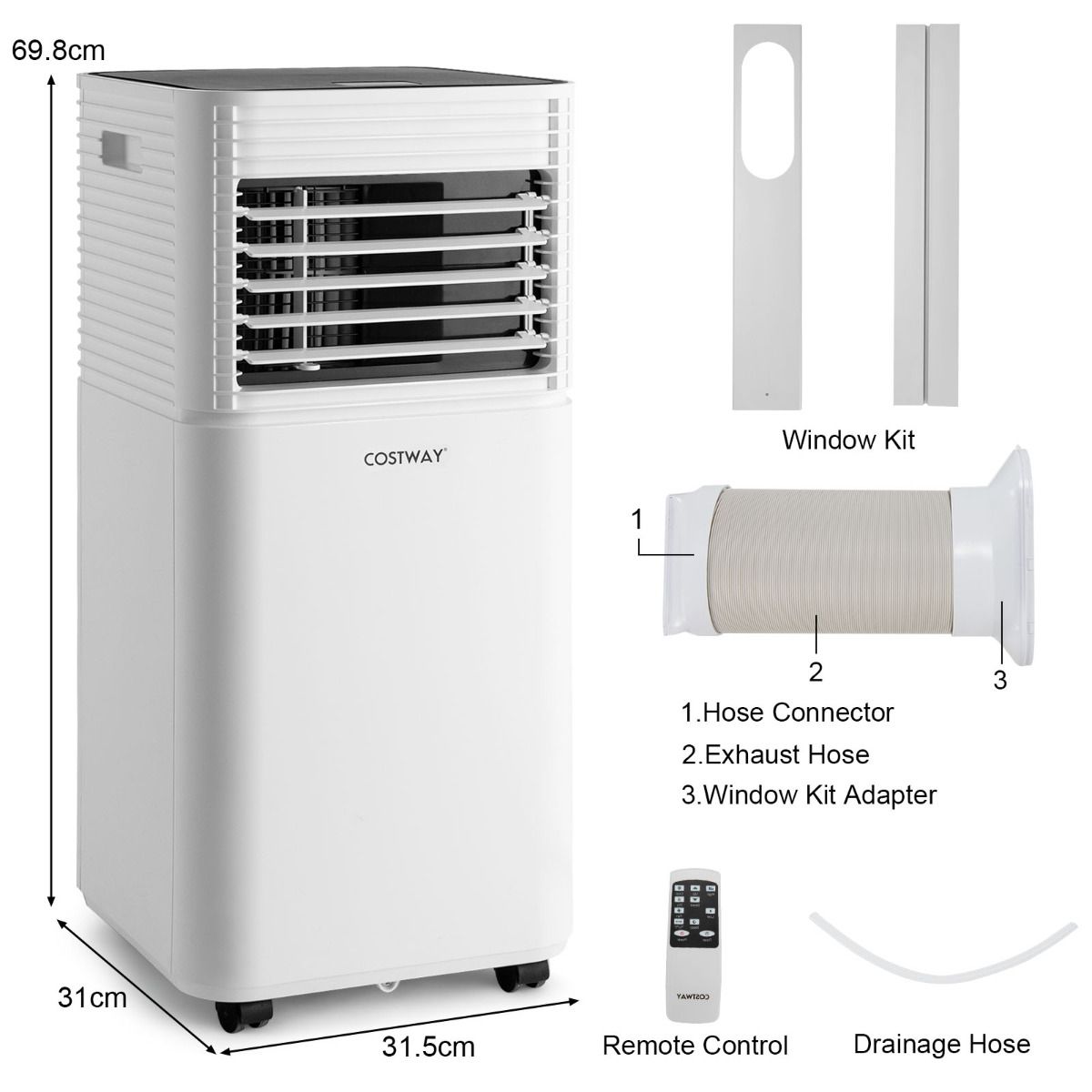 Climatiseur portable Coast 4-en-1 - 7 000 BTU - 15 m² - Refroidisseur d'air, déshumidificateur et ventilateur - Noir