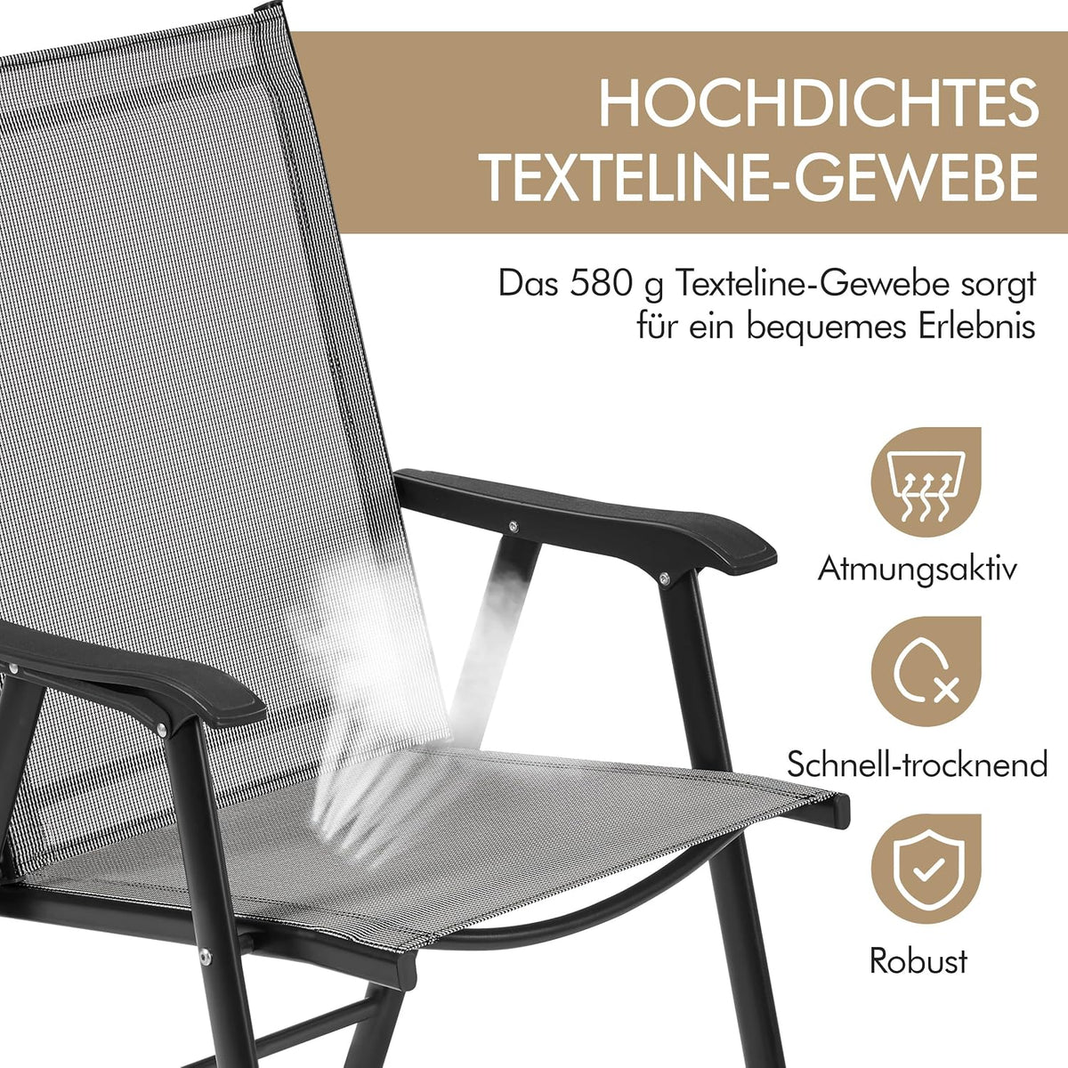 Yaheetech Lot de 2 chaises de jardin - Chaises pliantes avec dossier et accoudoirs - Marron - 54 x 57 x 93,5 cm - Capacité de charge maximale : 150 kg