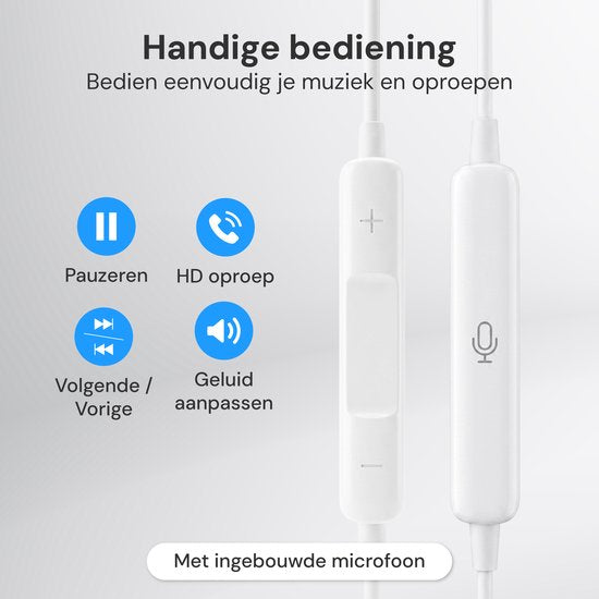 Écouteurs filaires Nuvance - Compatibles Lightning - Écouteurs intra-auriculaires filaires - Écouteurs filaires avec microphone - Blanc