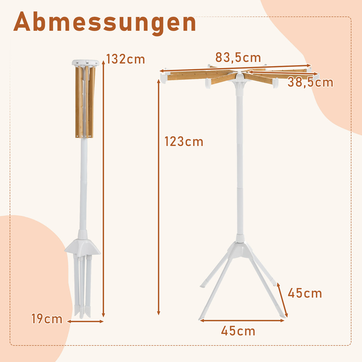 Séchoir à linge pliable Coast avec 8 tiges en bambou